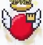 Red Queen cell with a crown badge, white wings, and a golden halo.