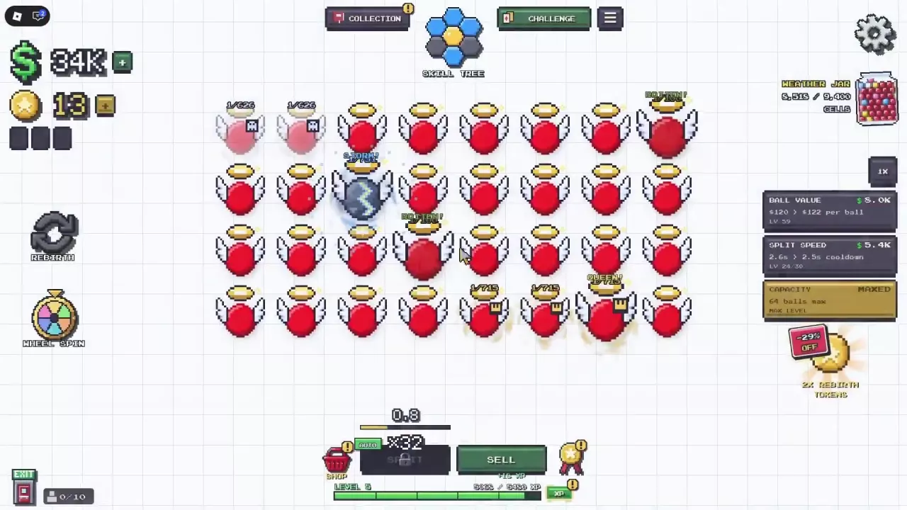 Green AUTO indicator beside SPLIT while the split cooldown is running.