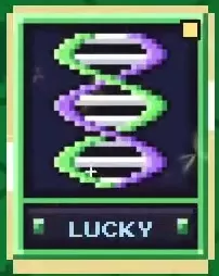 Shiny Mutagen card with green and purple rings and a LUCKY label.