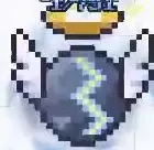 Storm cell with a lightning pattern, white wings, and a golden halo.