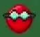 Red ball wearing pale green Lab Goggles.