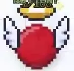 Dark red Rotten ball with equipped white wings and a golden halo.
