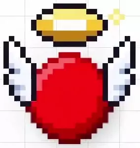 Little Angel red ball with white wings and a golden halo.