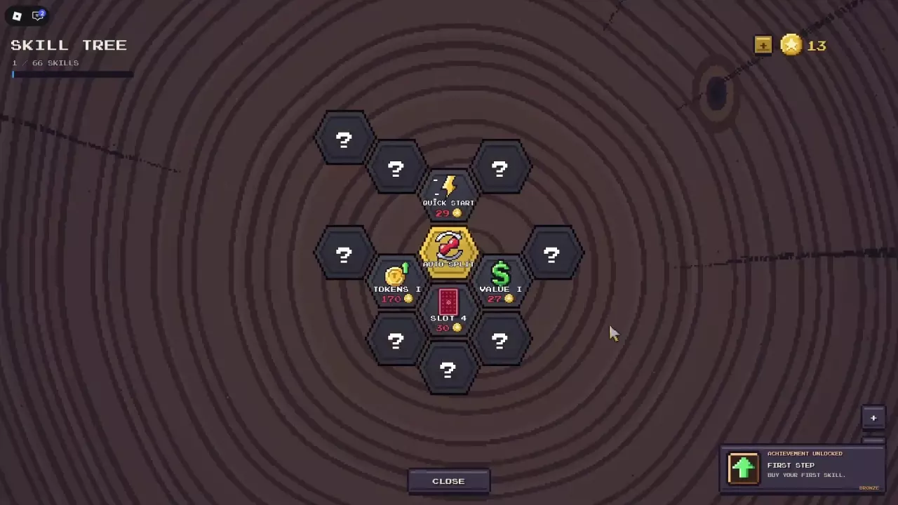 Gold Auto-Split node surrounded by Quick Start, Tokens I, Value I, and Slot 4 with their Token prices.
