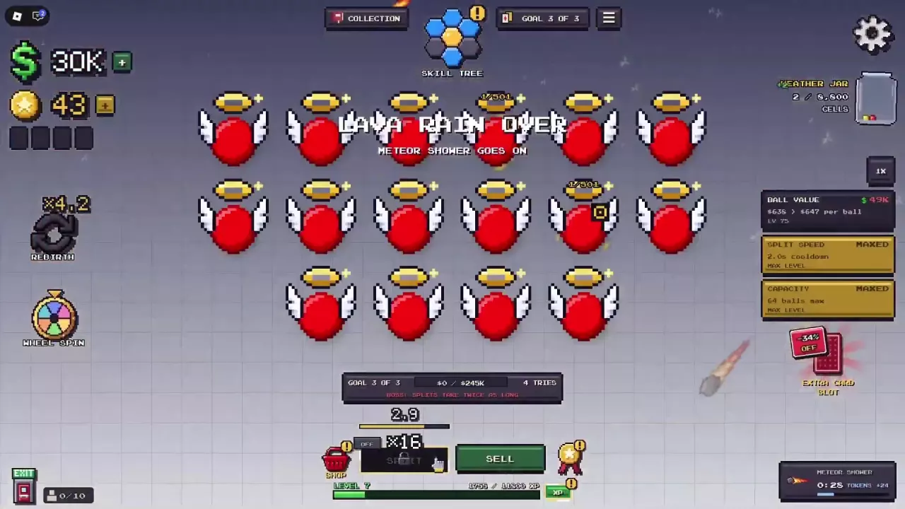 Lava Rain ends while the Meteor Shower card still shows time remaining.